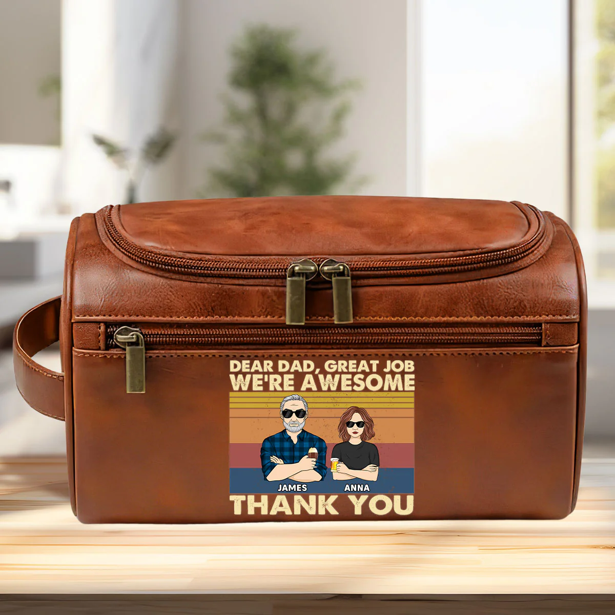 We Are Awesome - Personalized Custom Leather Toiletry Bag - Image 2