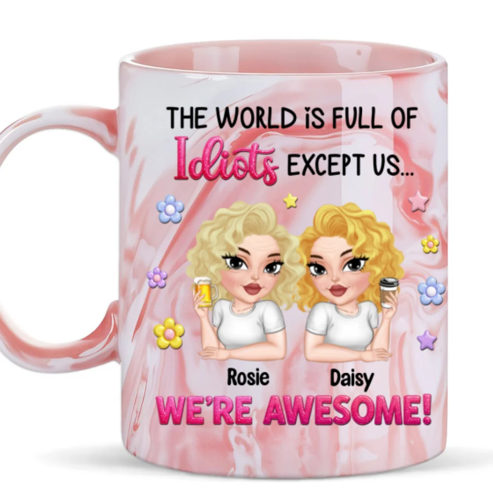 We Are Awesome - Personalized Custom Pink Marble Mug - Image 5