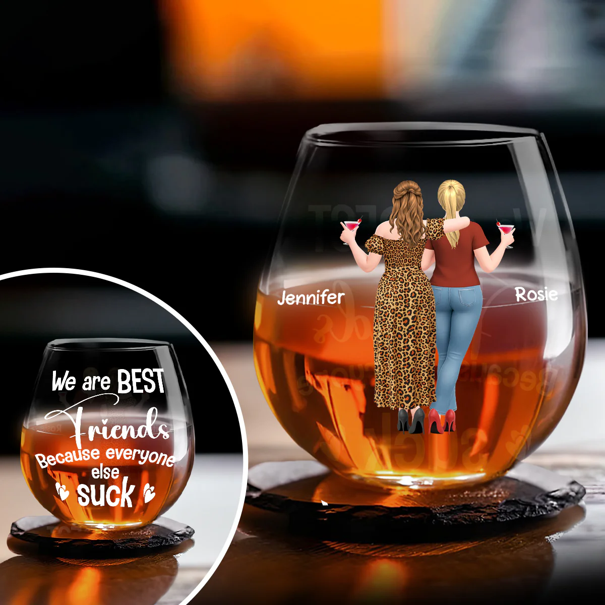 We Are Best Friends And No One Else - Personalized Custom Wine Glass - Image 4