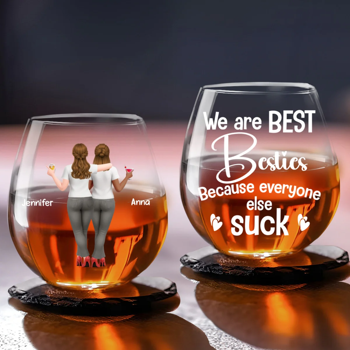 We Are Best Friends And No One Else - Personalized Custom Wine Glass - Image 5
