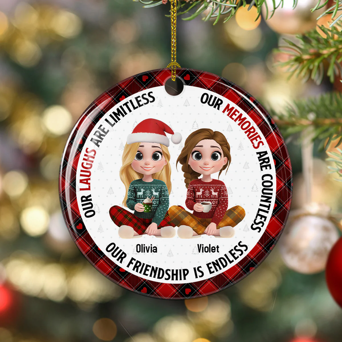 We Are Best Friends - Personalized Custom Ceramic Ornament - Image 5