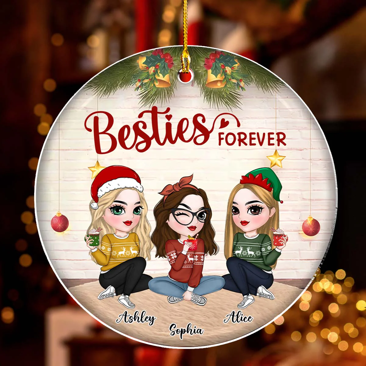 We Are Besties Forever And Always - Personalized Custom Acrylic Ornament - Image 2