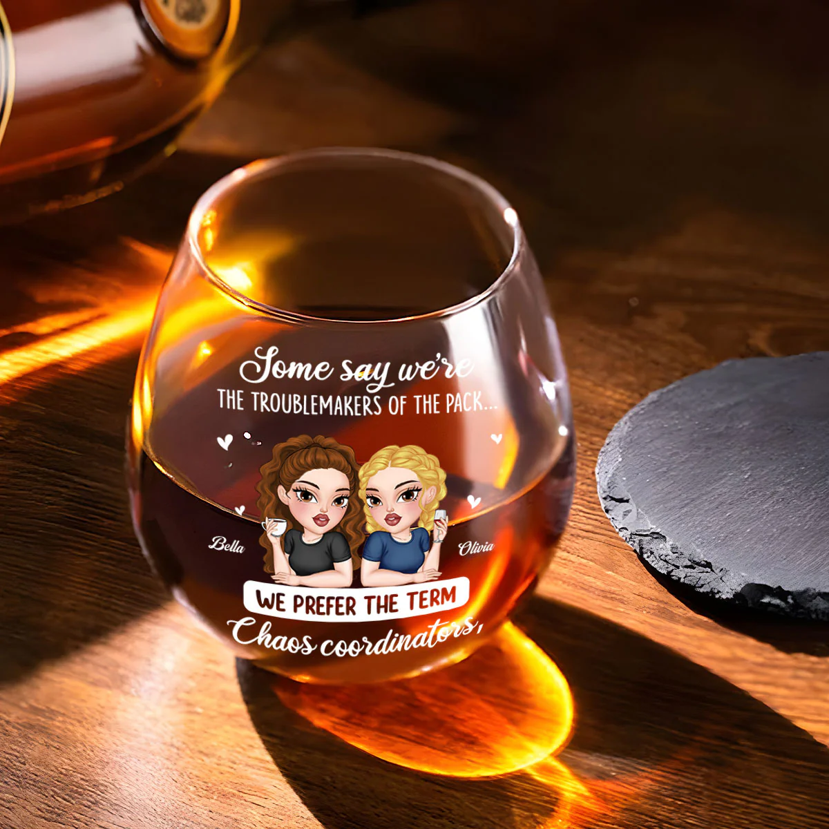 We Are Chaos Orchestrators - Personalized Custom Wine Glass - Image 2