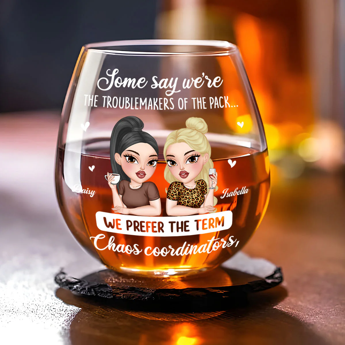 We Are Chaos Orchestrators - Personalized Custom Wine Glass - Image 3