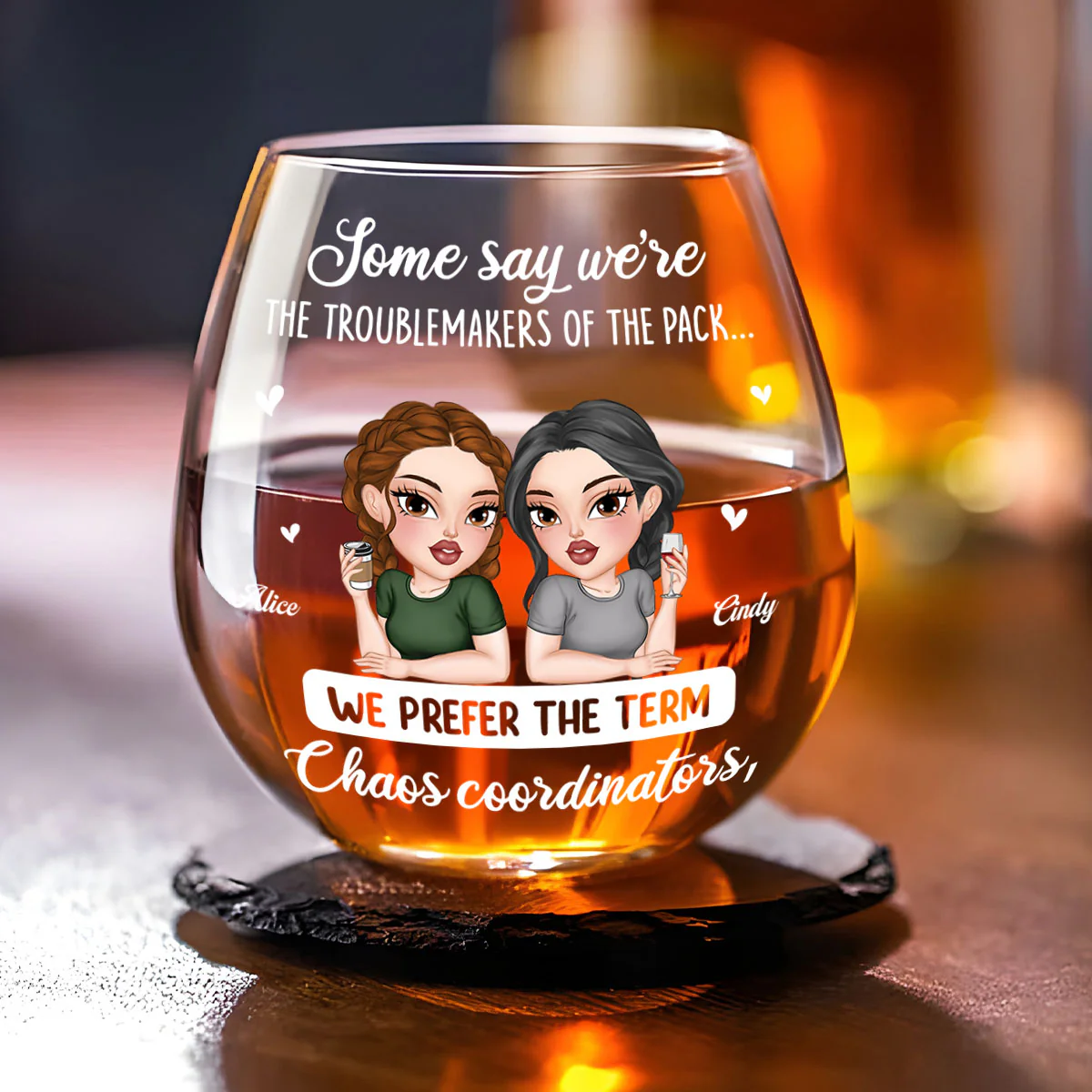 We Are Chaos Orchestrators - Personalized Custom Wine Glass - Image 4
