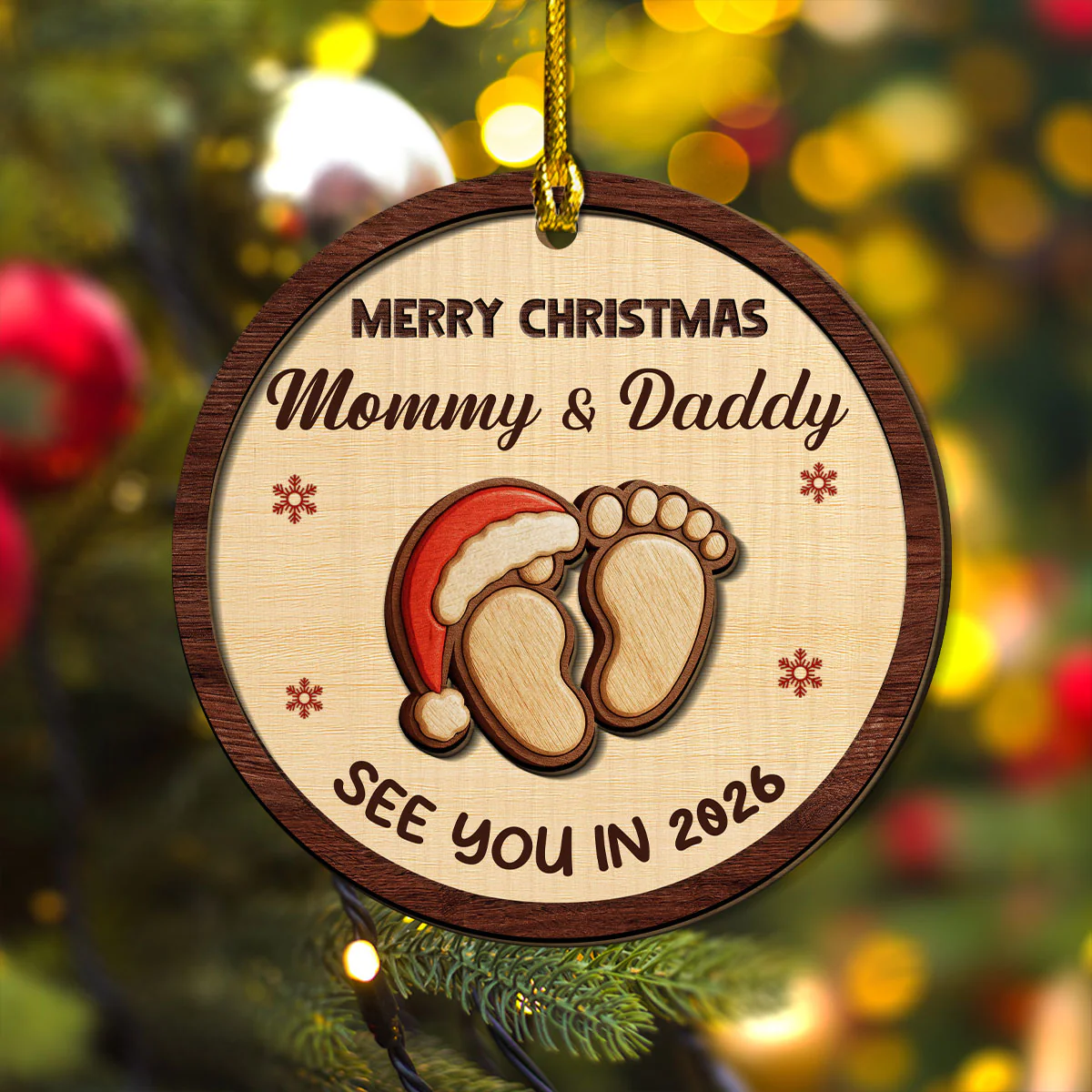 We Are Expecting You - Personalized Custom 2-Layered Wood Ornament - Image 2