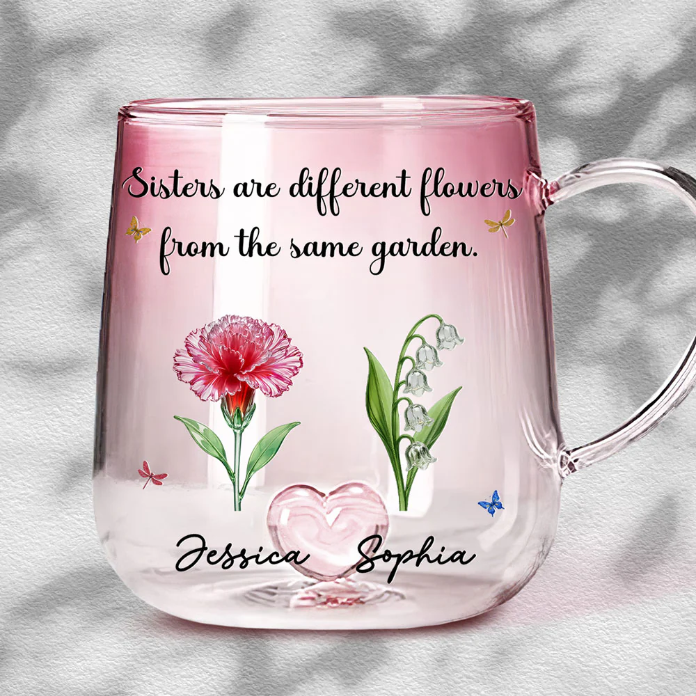 We Are Flowers - Personalized Custom Pink Gradient Glass Mug - Image 2