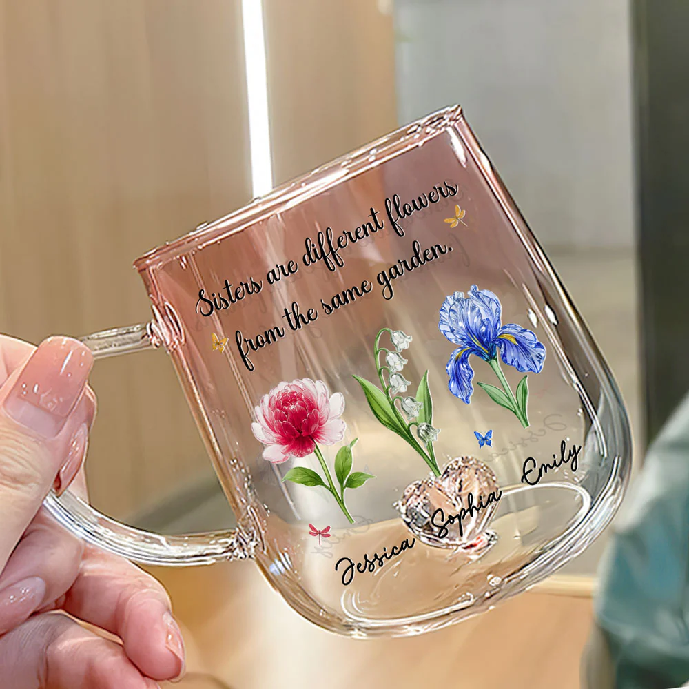 We Are Flowers - Personalized Custom Pink Gradient Glass Mug - Image 4