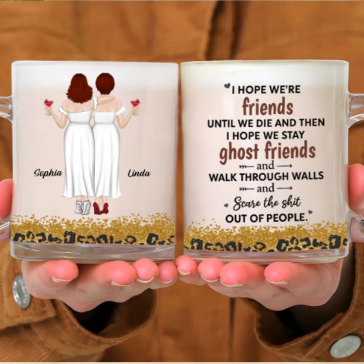 We Are Friends Until We Die - Personalized Custom Glass Mug - Image 6