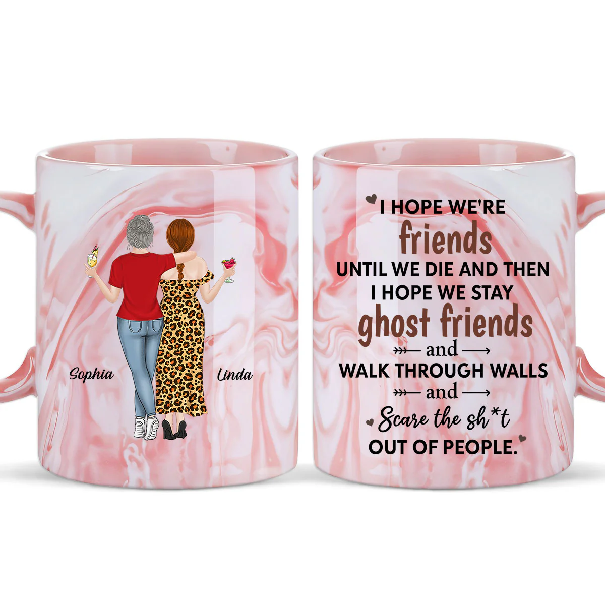 We Are Friends Until We Die - Personalized Custom Pink Marble Mug