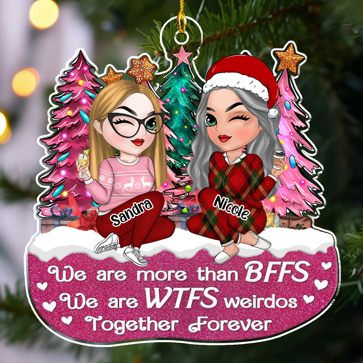 We Are More Than BFFS - Personalized Custom Acrylic Ornament - Image 3