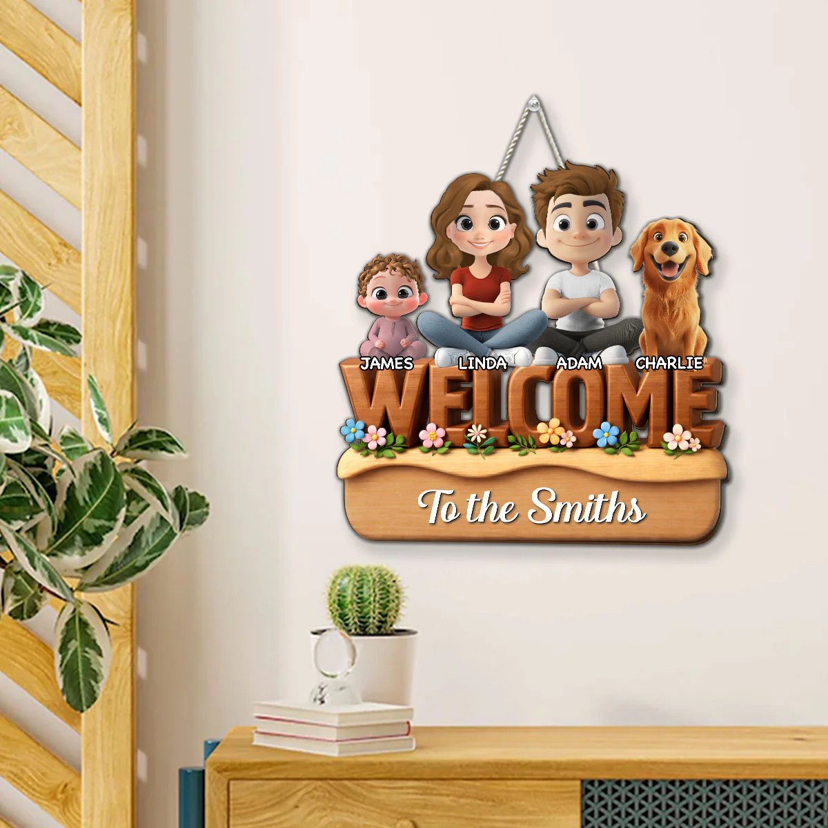 We Are Nice Here - Personalized Custom 3D Effect Wood Sign - Image 4