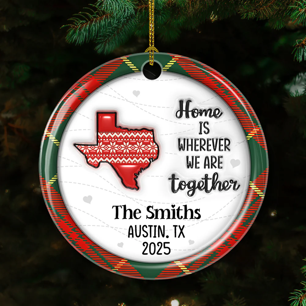 We Are Together Family - Personalized Custom 3D Inflated Effect Ceramic Ornament - Image 2