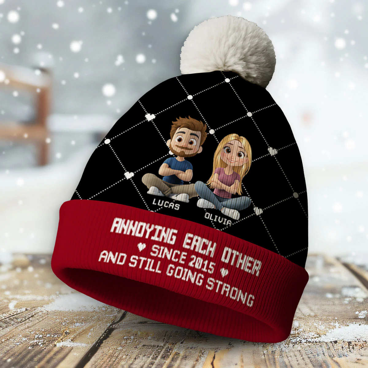We Are Together Forever - Personalized Custom Bobble Beanie Hat - Image 4