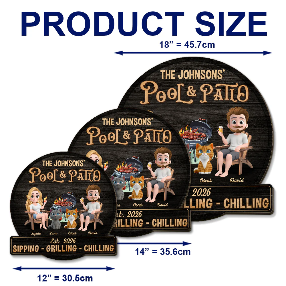 We At Pool And Patio With Cat - Personalized Custom Wood Sign - Image 5