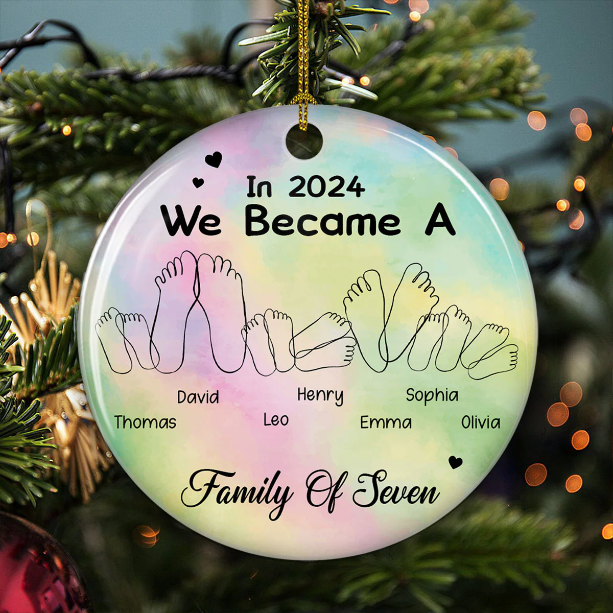 We Became A Family Of Three - Personalized Custom Ceramic Ornament - Image 5