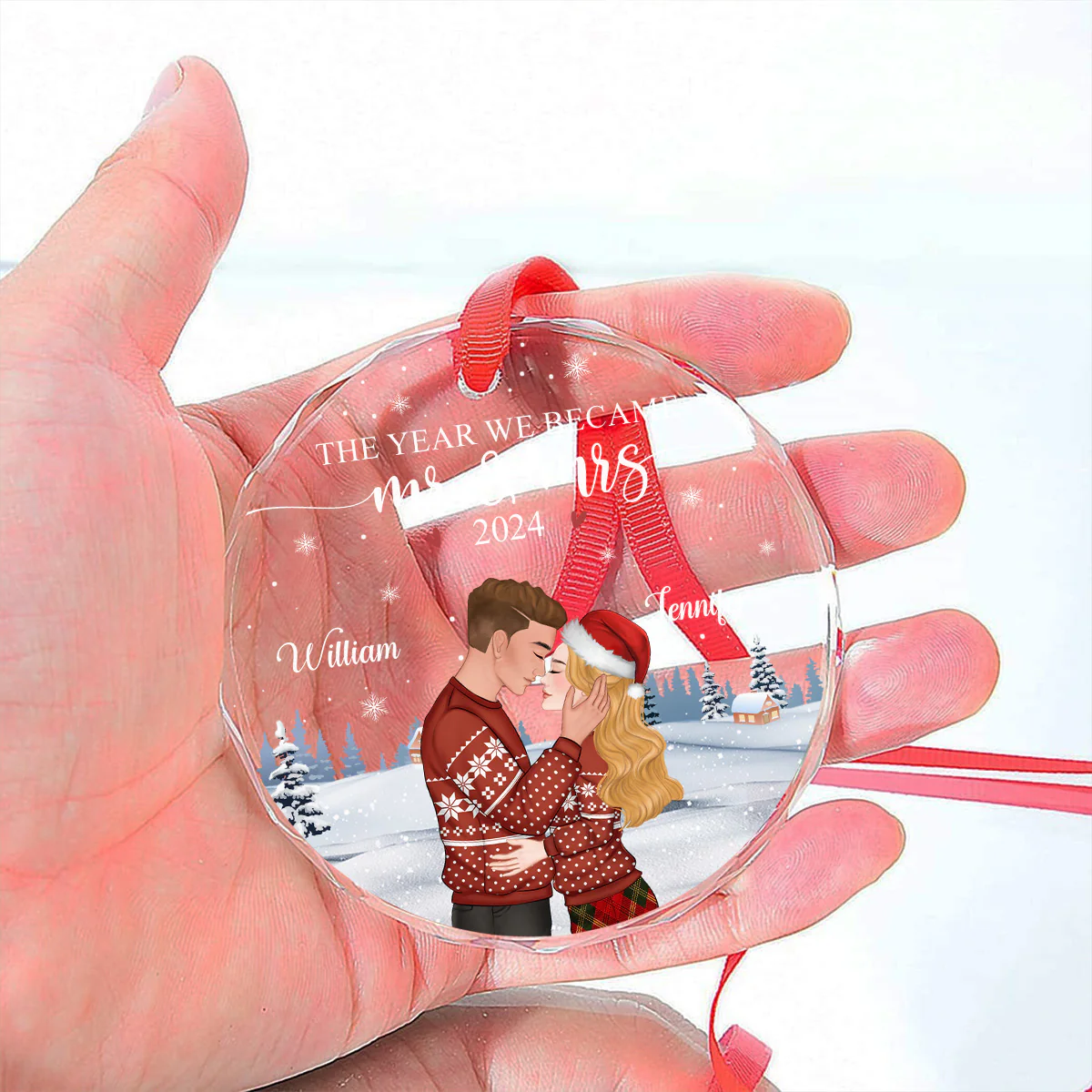 We Became Mr And Mrs - Personalized Custom Glass Ornament - Image 5