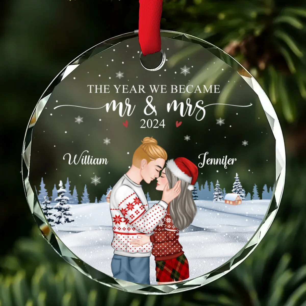 We Became Mr And Mrs - Personalized Custom Glass Ornament - Image 7
