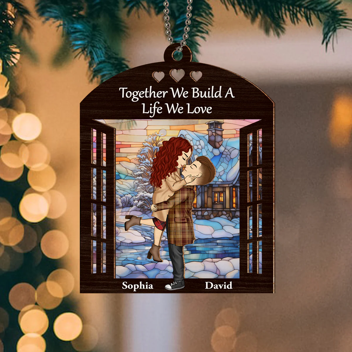 We Build A Life We Love - Personalized Custom Suncatcher Ornament - Image 3