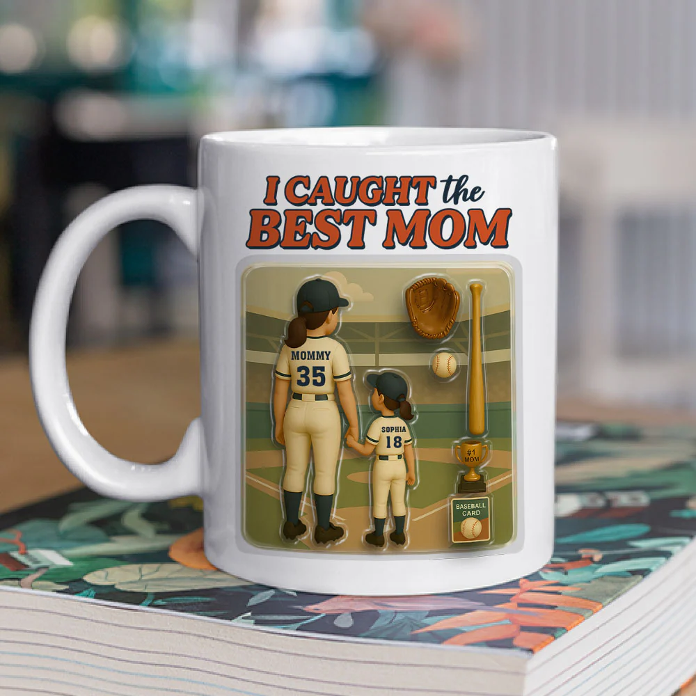 We Caught The Best Mom Baseball - Personalized Custom Coffee Mug - Image 2