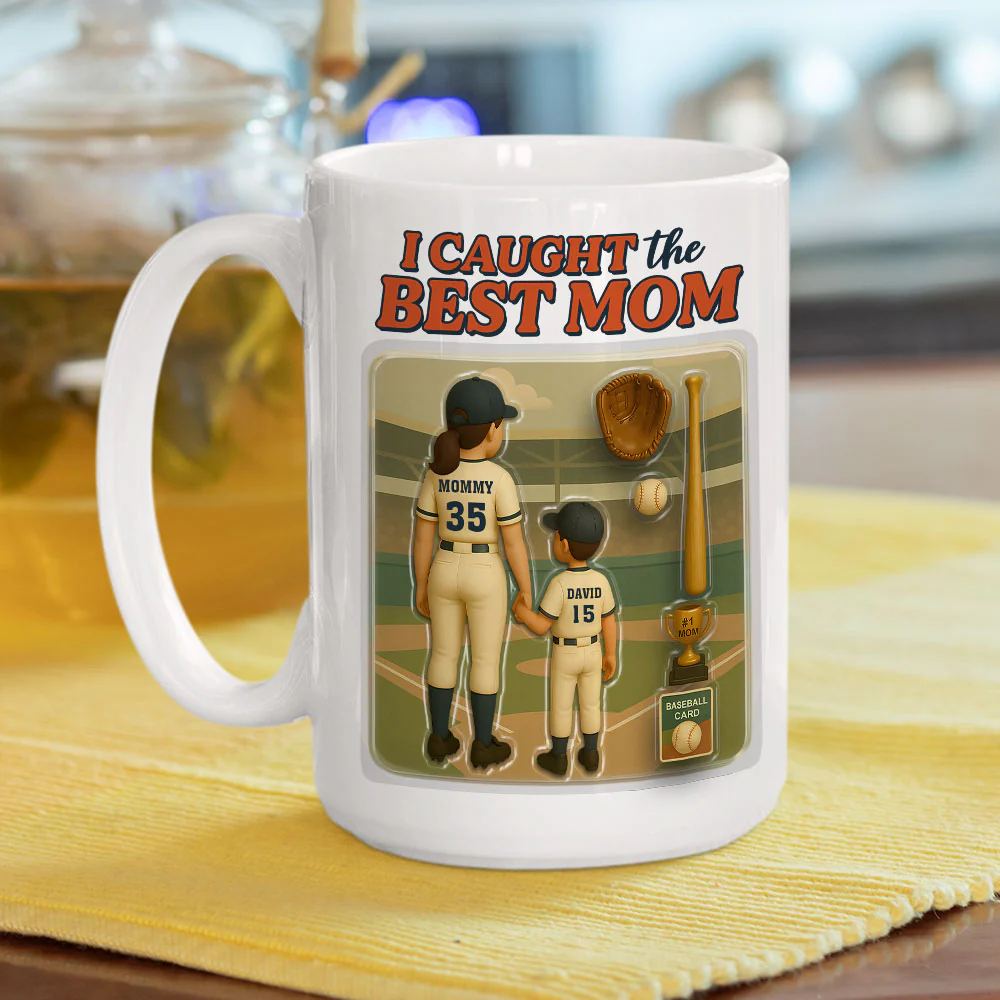 We Caught The Best Mom Baseball - Personalized Custom Coffee Mug - Image 5