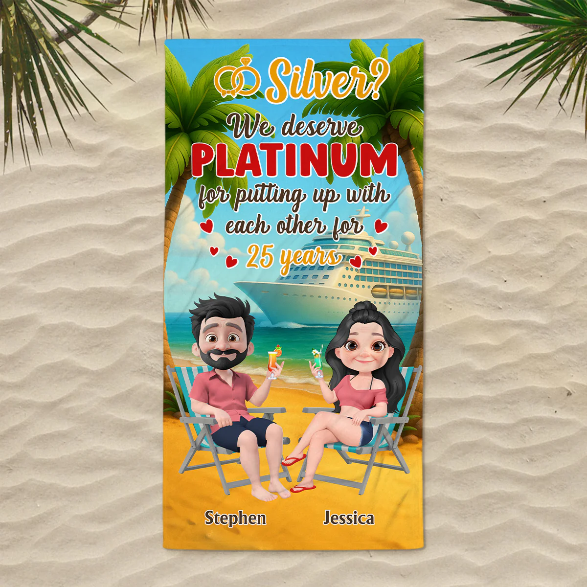 We Deserve Platinum - Personalized Custom Beach Towel - Image 2