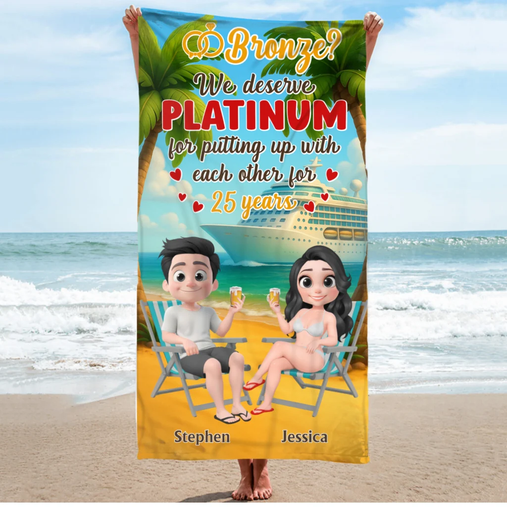 We Deserve Platinum - Personalized Custom Beach Towel - Image 5