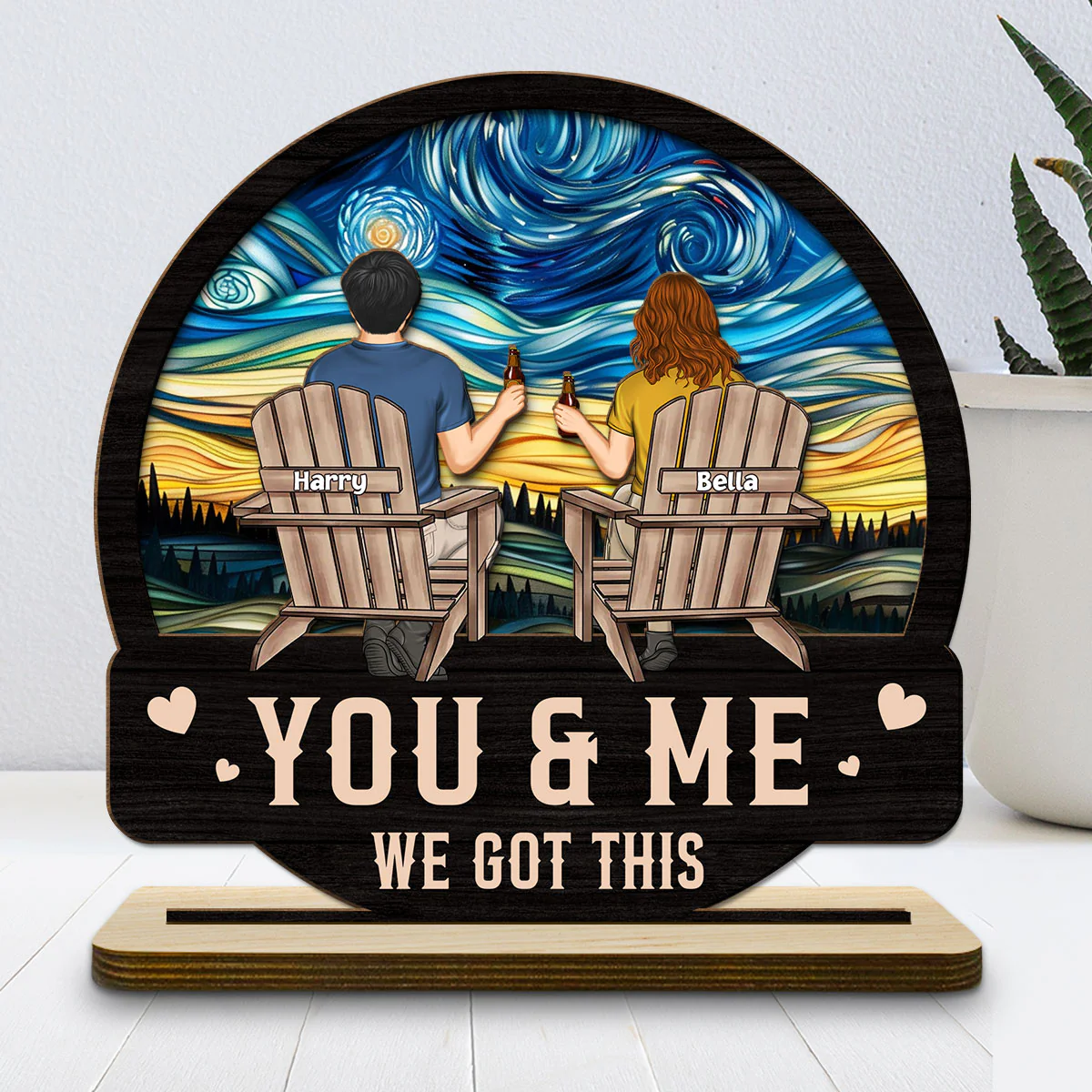 We got this - Personalized Custom 2-Layer Wood Plaque With Flat Base - Image 2