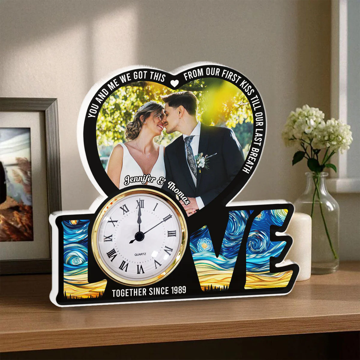 We Got This Untill Our Last Breath - Personalized Custom Acrylic Desk Clock Plaque - Image 3