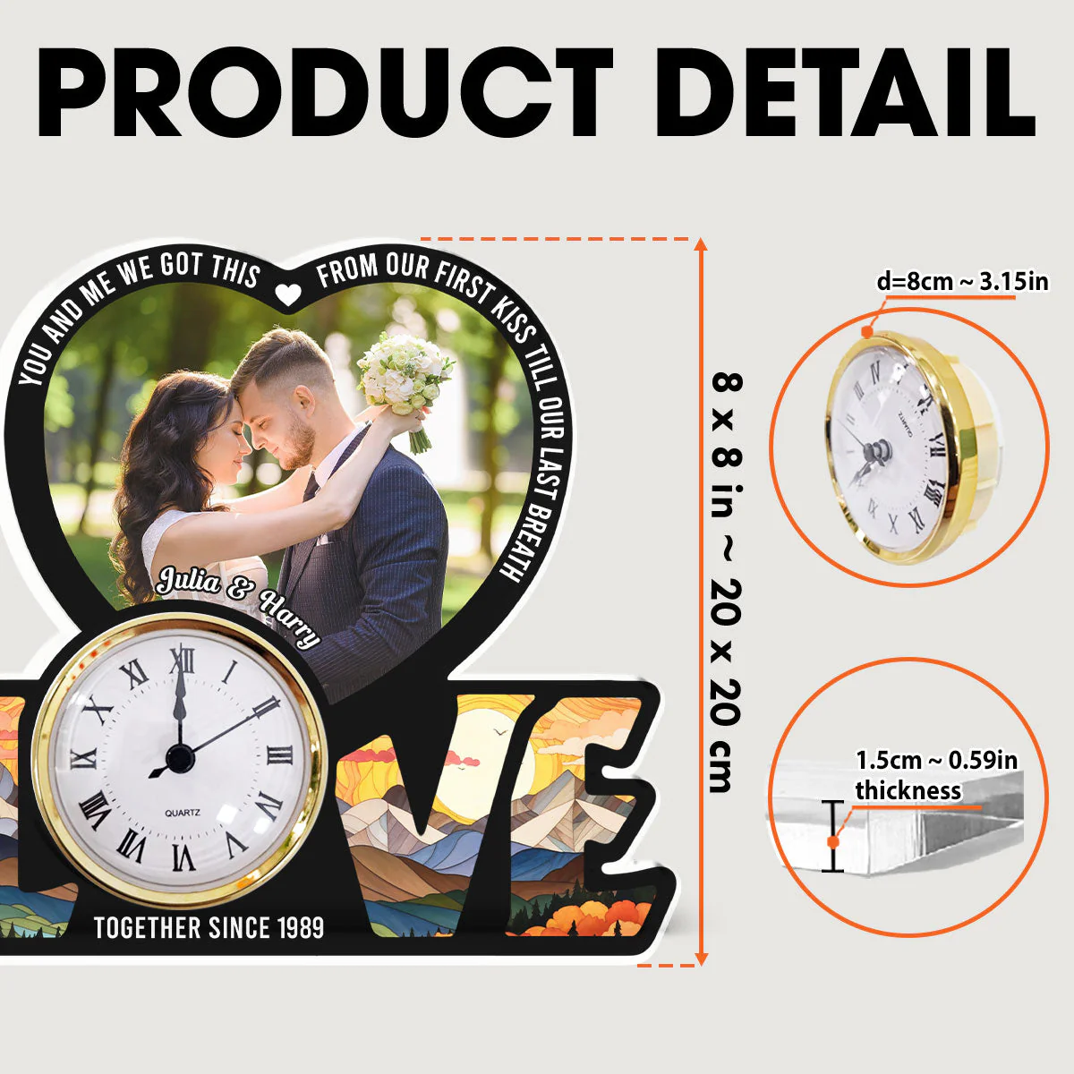 We Got This Untill Our Last Breath - Personalized Custom Acrylic Desk Clock Plaque - Image 6
