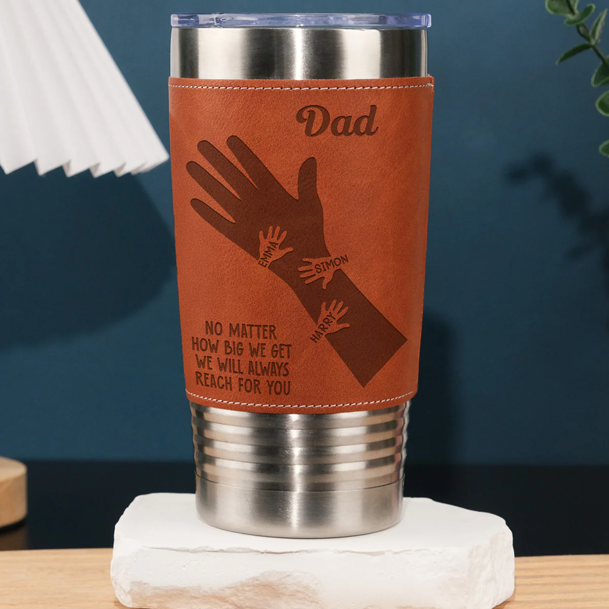 We Hold Our Hands Together And Forever - Personalized Custom Engraved Leather Tumbler