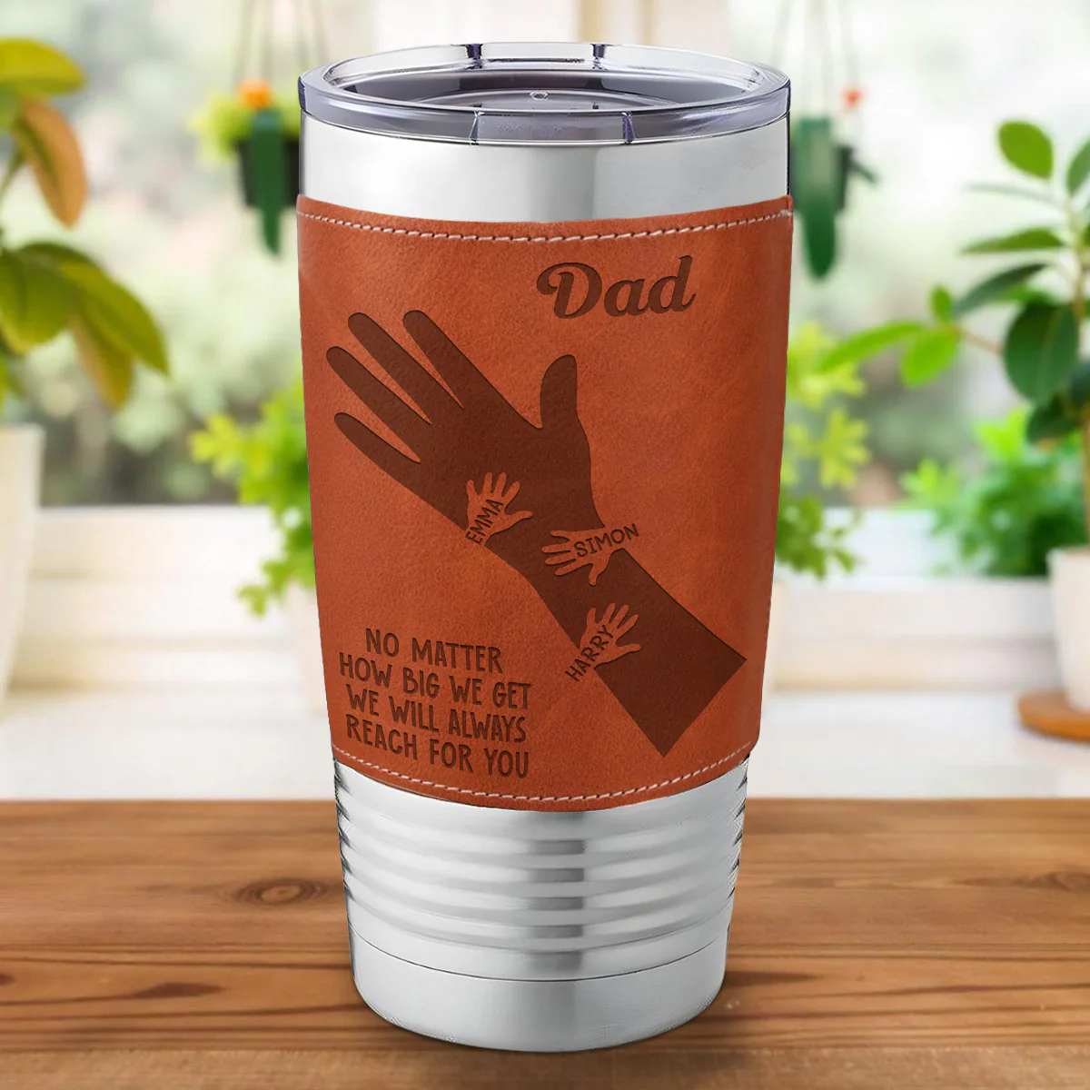 We Hold Our Hands Together And Forever - Personalized Custom Engraved Leather Tumbler - Image 4