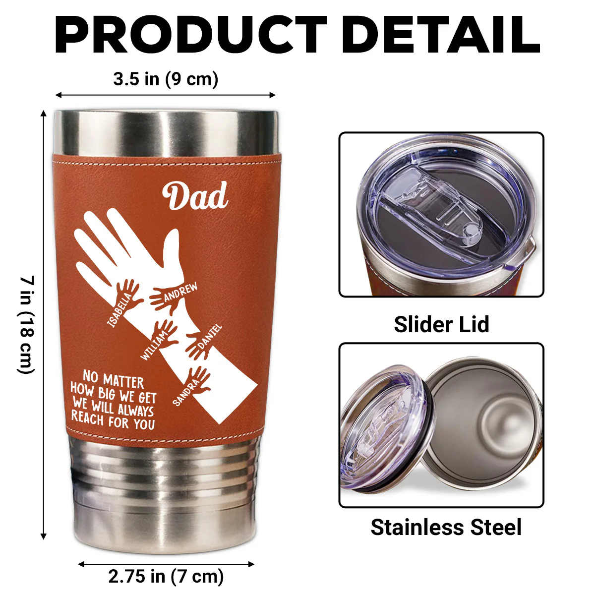 We Hold Our Hands Together And Forever - Personalized Custom Leather Tumbler - Image 4