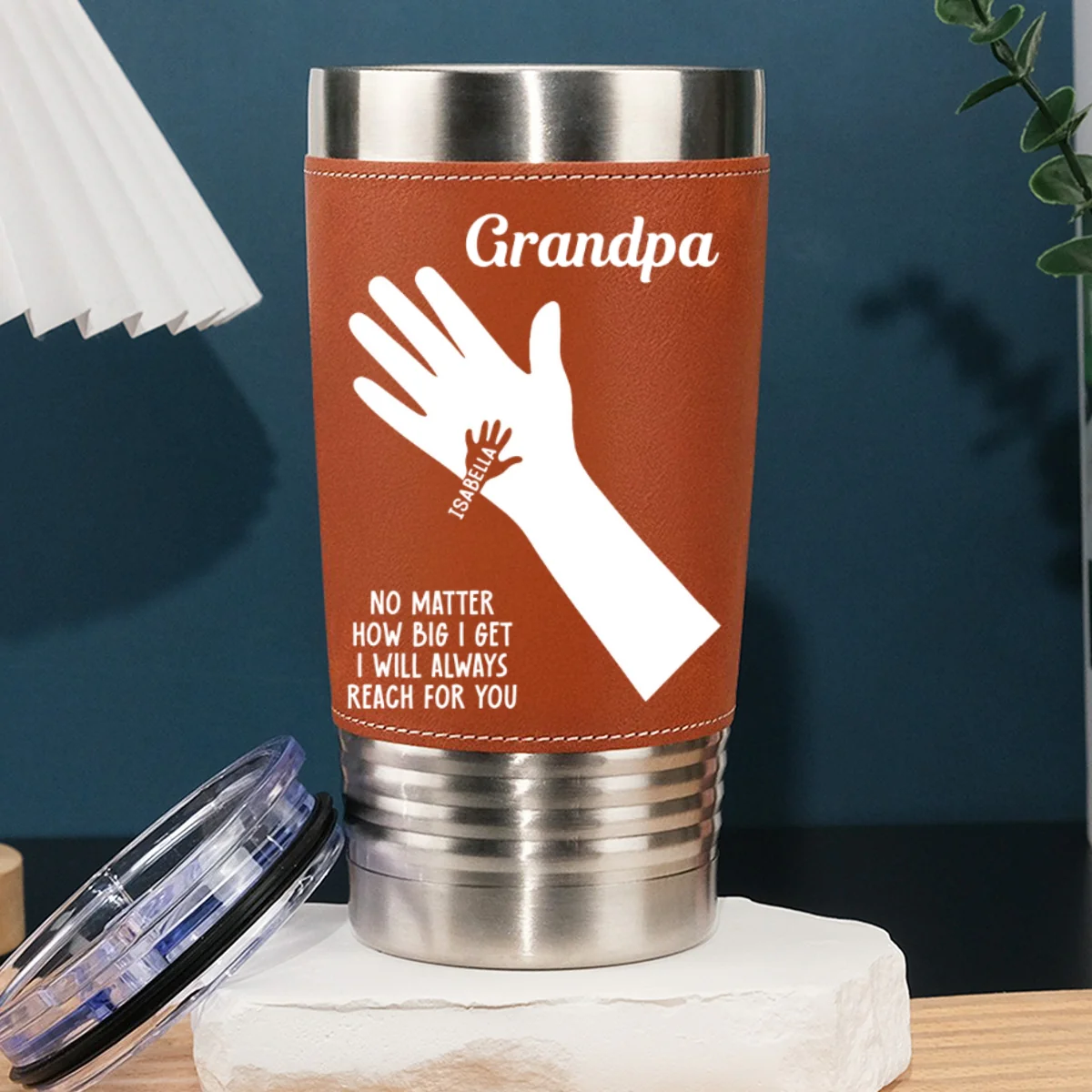 We Hold Our Hands Together And Forever - Personalized Custom Leather Tumbler - Image 7
