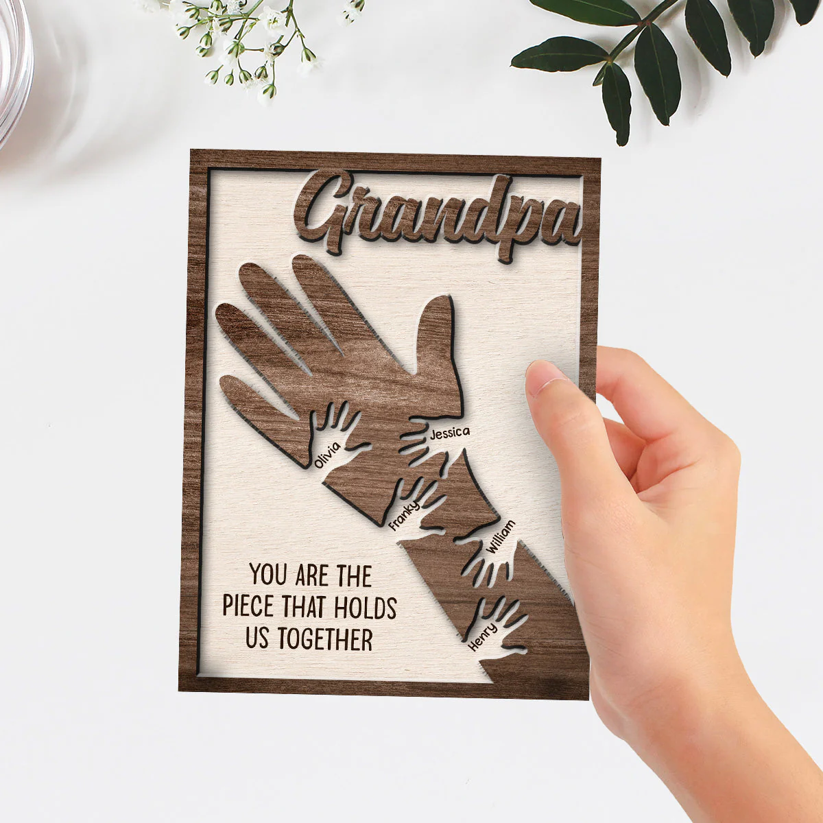 We Hold Our Hands Together And Forever - Personalized Wooden Plaque - Image 3