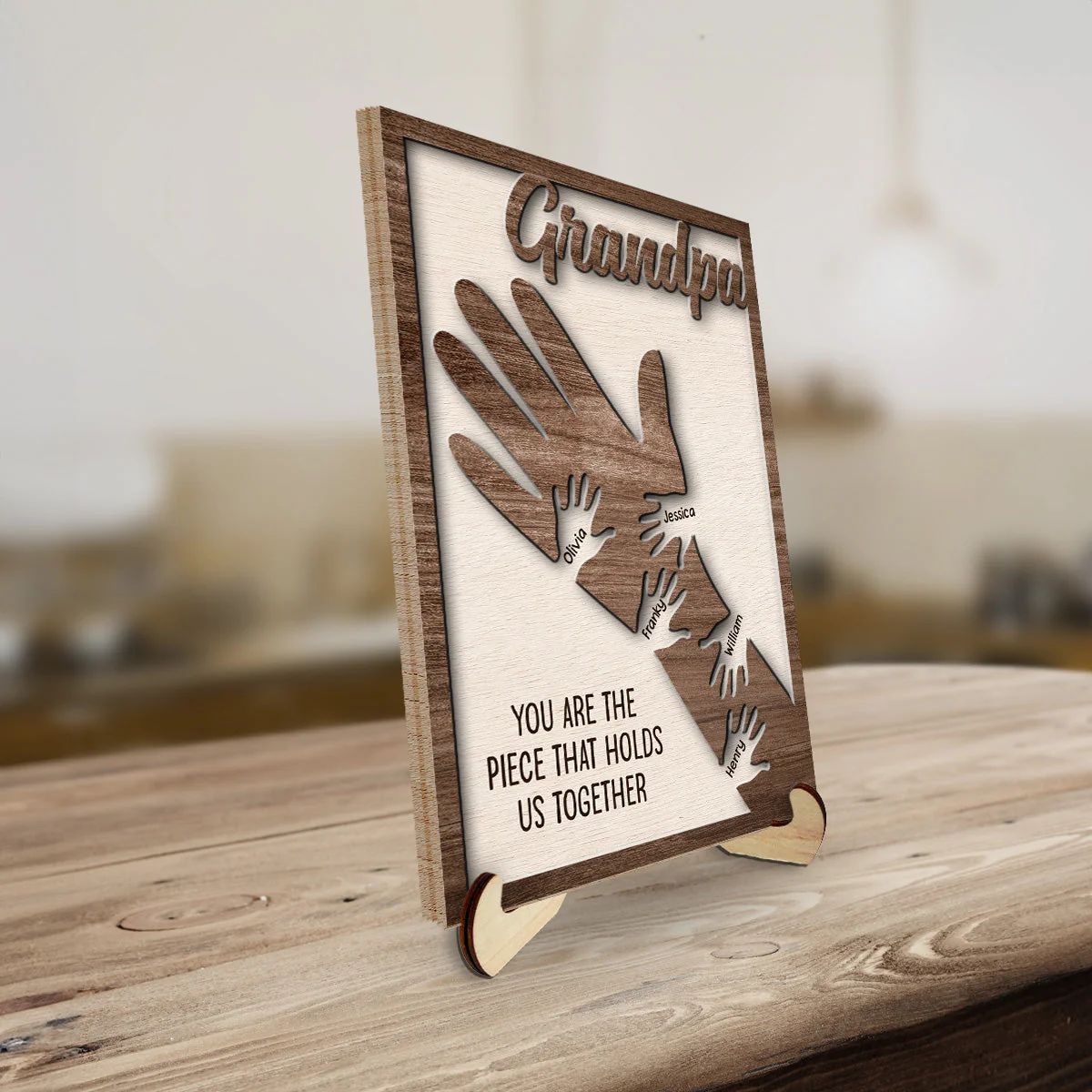 We Hold Our Hands Together And Forever - Personalized Wooden Plaque - Image 4