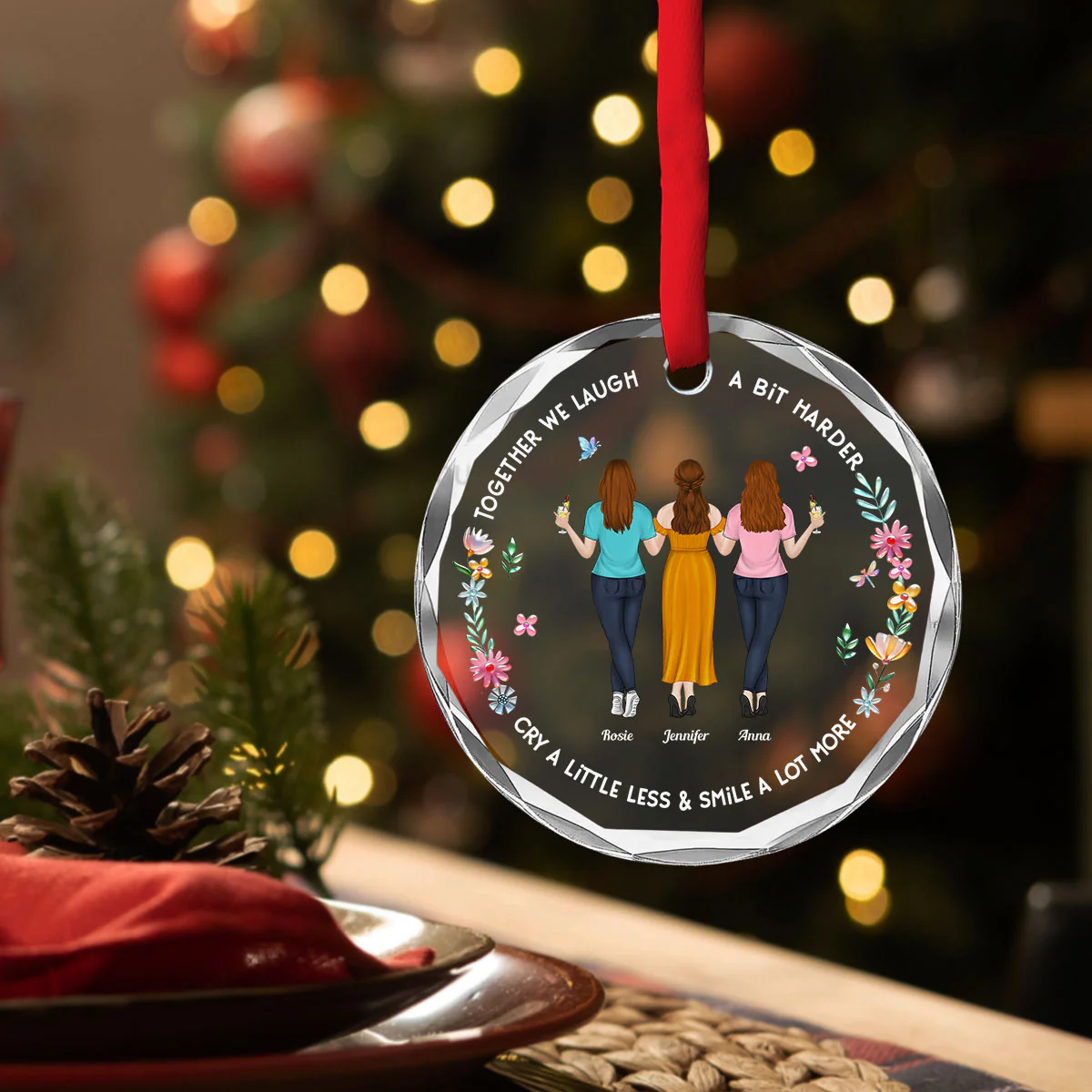 We Laugh A Bit Harder - Personalized Custom Glass Ornament - Image 2