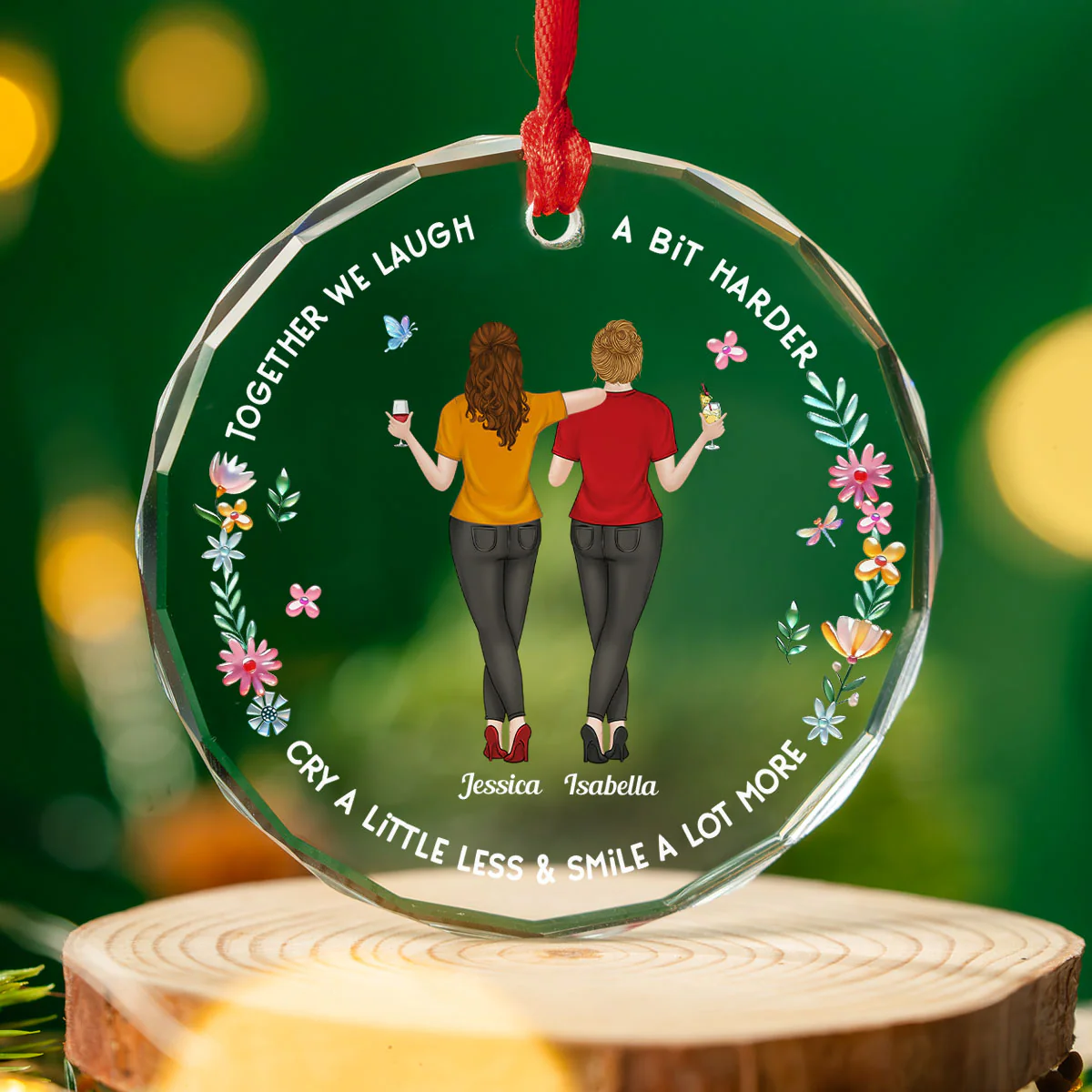 We Laugh A Bit Harder - Personalized Custom Glass Ornament - Image 3
