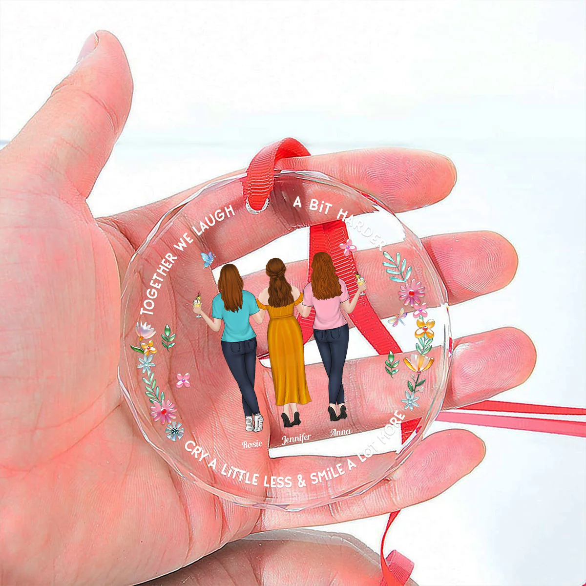 We Laugh A Bit Harder - Personalized Custom Glass Ornament - Image 4
