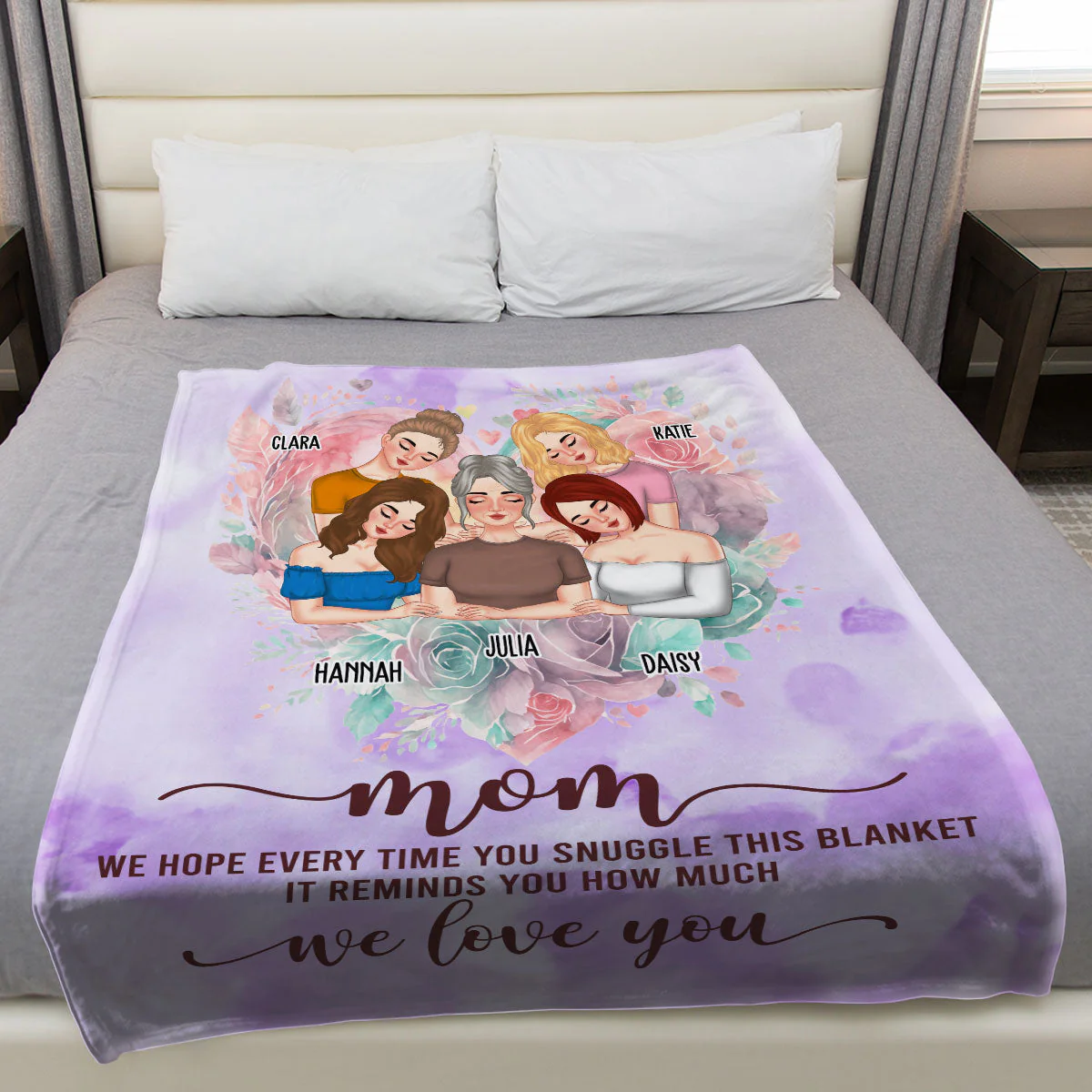 We Love You Mom - Personalized Custom Fleece Blanket - Image 3