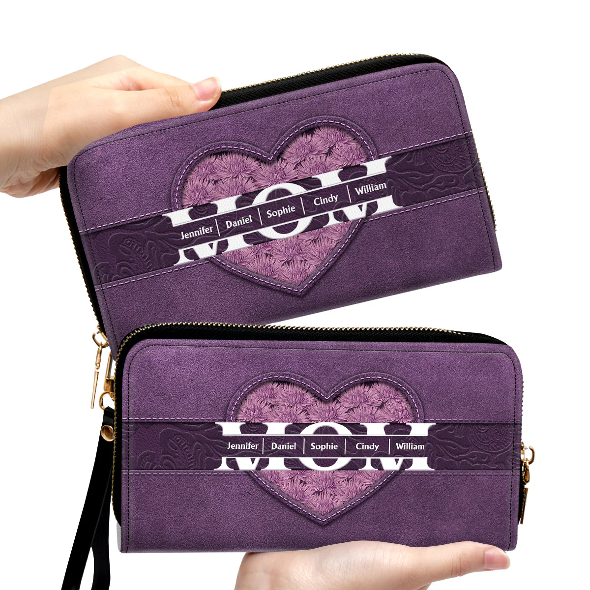 We Love You Mom - Personalized Custom Leather Wallet - Image 3