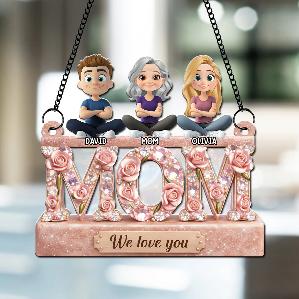 We Love You Mom - Personalized Custom Suncatcher - Image 2