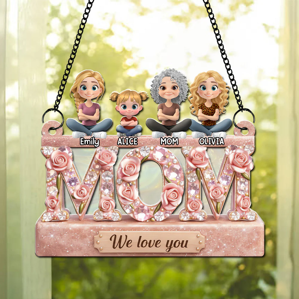We Love You Mom - Personalized Custom Suncatcher - Image 4