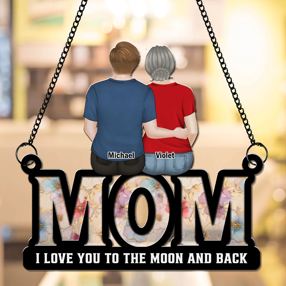 We Love You Mom - Personalized Custom Suncatcher - Image 2