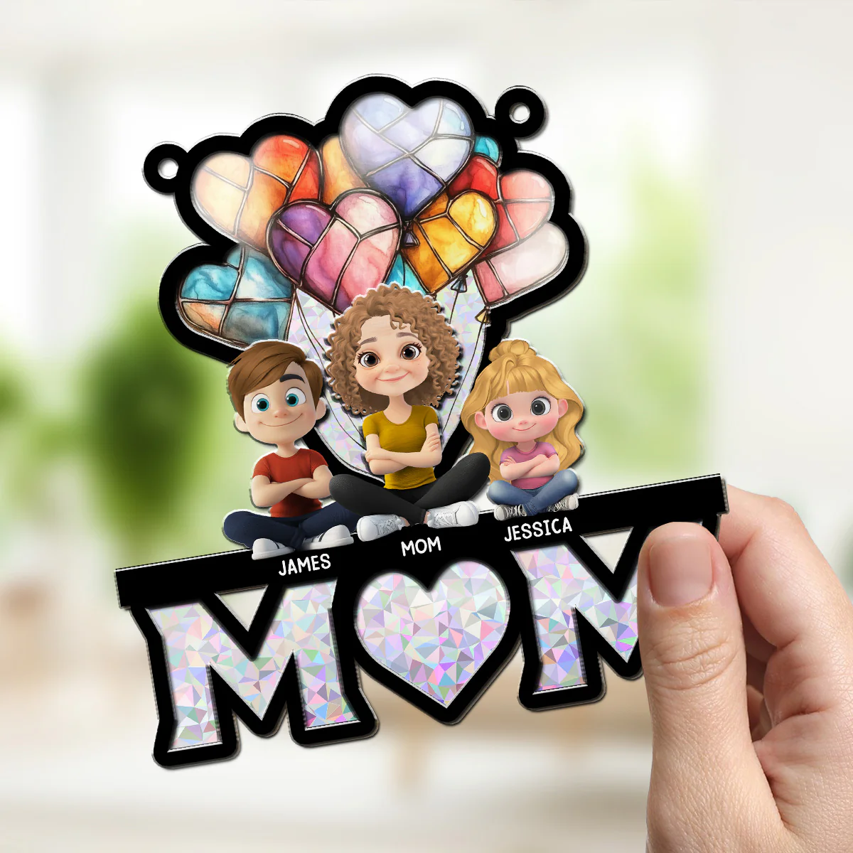 We Love You Mom - Personalized Custom Suncatcher - Image 3