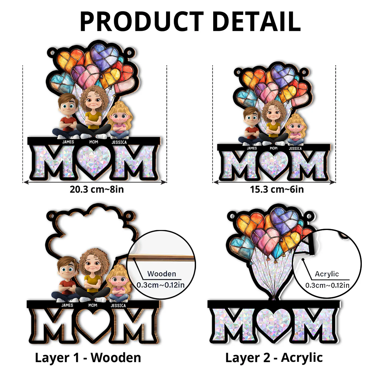 We Love You Mom - Personalized Custom Suncatcher - Image 6