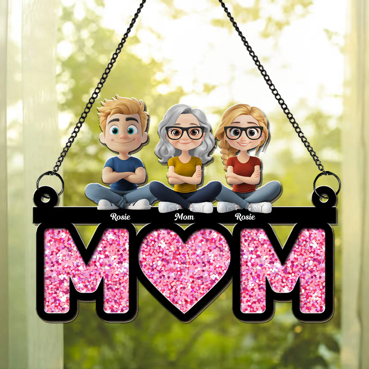 We Love You Mom - Personalized Custom Suncatcher - Image 3