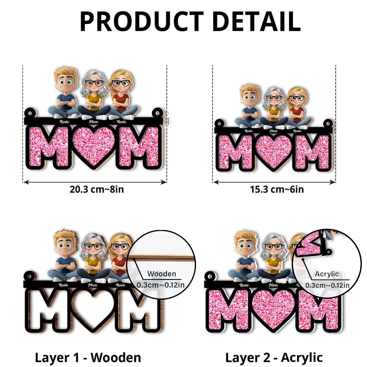 We Love You Mom - Personalized Custom Suncatcher - Image 5