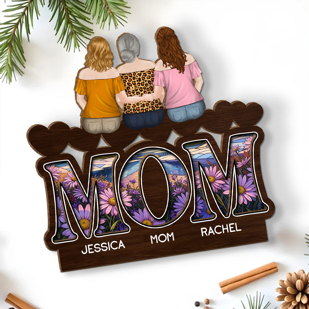 We Love You Mommy - Personalized Custom 2-Layer Wood Plaque With Flat Base - Image 2