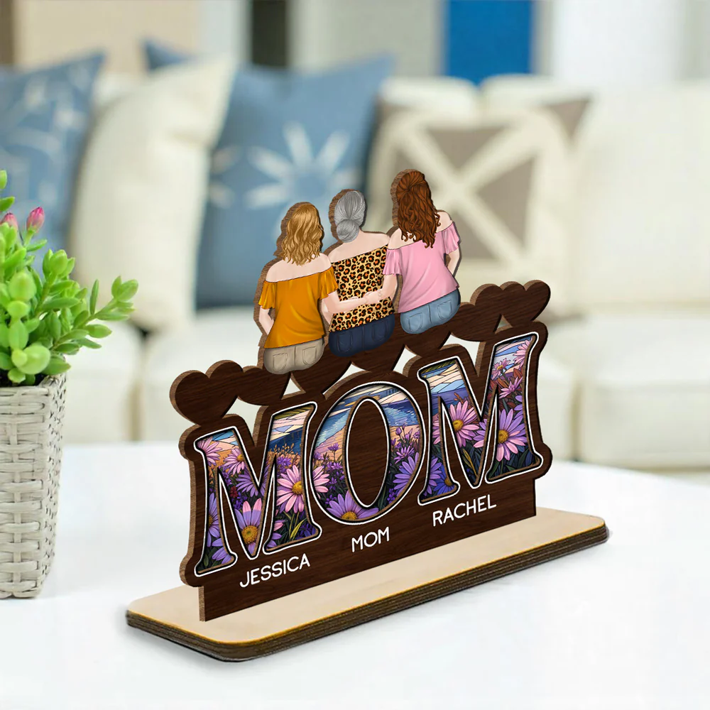 We Love You Mommy - Personalized Custom 2-Layer Wood Plaque With Flat Base - Image 4